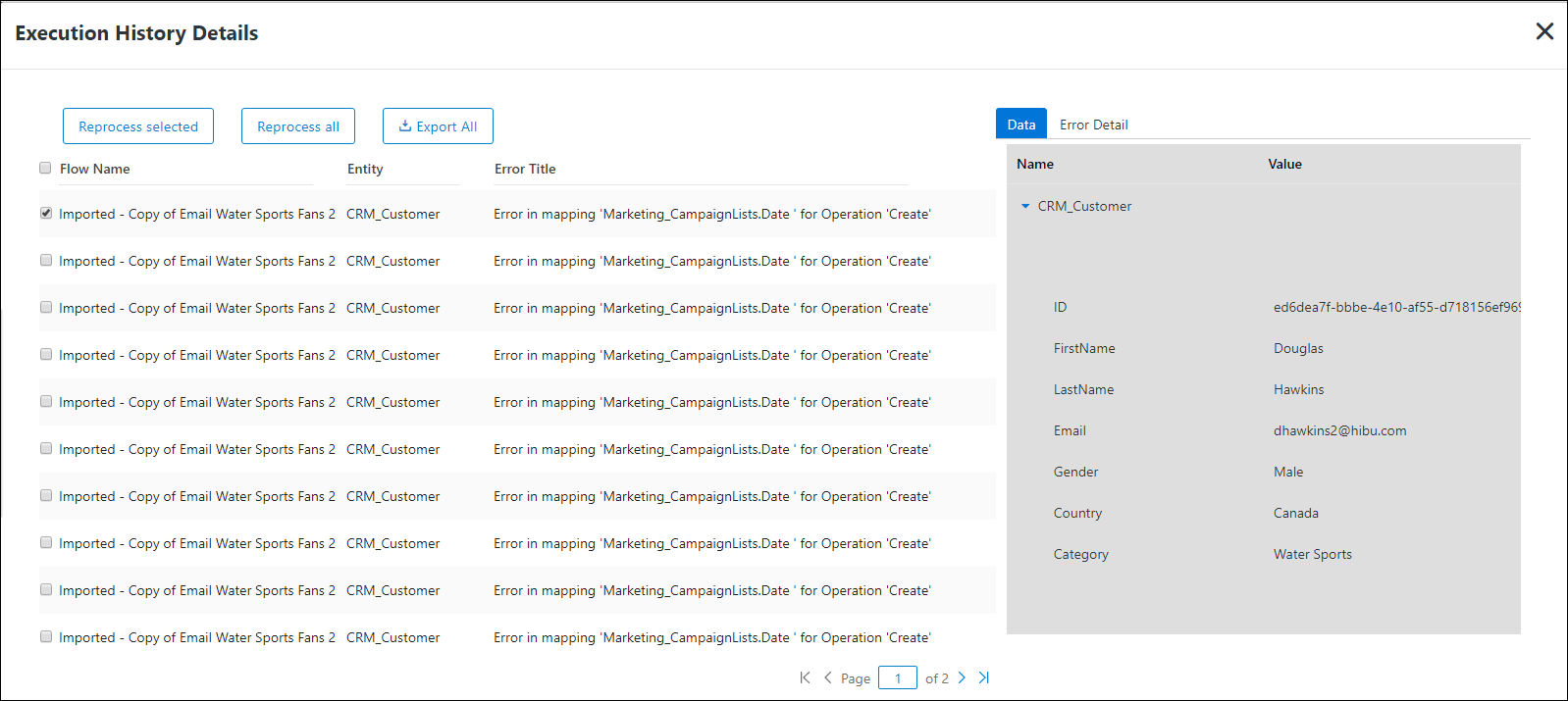 Execution History Window